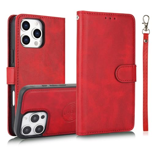 Coque iPhone 16 Plus rouge en cuir pour regarder vos vidéos en mains libres