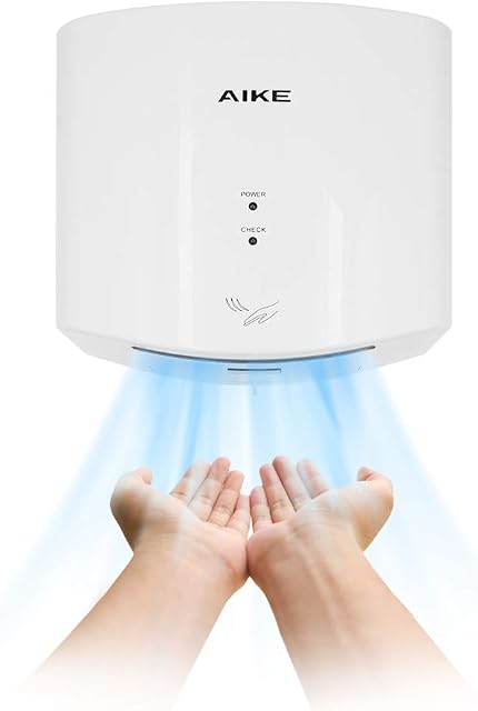 AIKE Hand Dryer 10 Seconds to Dry, High Speed Energy Saving Electric Hand Dryer Automatic, Commercial Hand Dryer for Kitchen, Bathroom and Toilet AK2630S 220v 1400W White