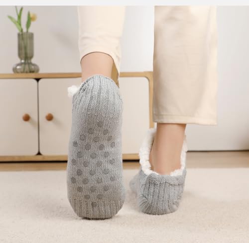 PURFUN Electric Heated Fleece Socks Slippers for Men Women, Winter USB Heating Pad Knitted Socks Foot Heater Anti-Slip Thermal Home Indoor Slippers Footwear Foot Warmer4