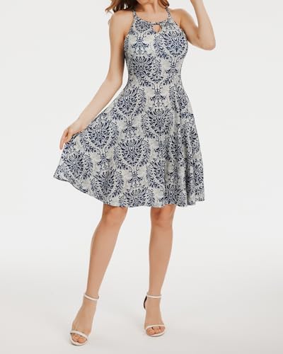 Image of ANYFITTING Built in Bra Halter Dresses for Women 2026 Summer Pockets Dress Flowy Midi Sundresses Beach Vacation