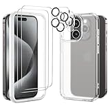 Stoßfest & Schützend --- Dieser Case für iPhone 15 Pro ist aus hochwertigem rutschfestem Hard PC und TPU Silikon gefertigt. And Rand der Hülle ist 1-2 mm höher, Die 4 Ecken einzigartige hohle Design kann schwere Stöße zu zerstreuen, um Ihr Telefon aus versehentlichen Tropfen zu schützen