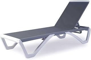 Kozyard Outdoor Chaise Lounge Chair Fully Flat Adjustable Patio Lounger | Aluminum Frame & Resin Legs, Textilene Fabric for Poolside, Backyard & Beach Gray