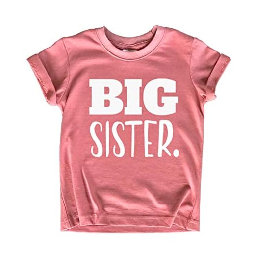 Big Sister Shirt Big Sister Announcement Toddler Shirts Promoted to Girls Outfit (White on Mauve, Youth M(10-12))