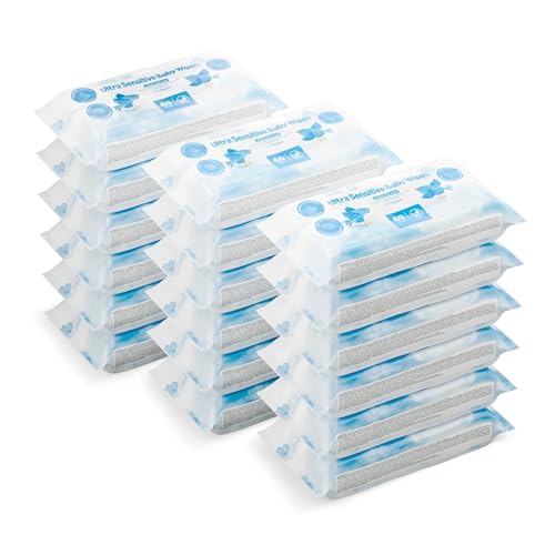 Lingettes bébé ultra-douces by Amazon : lot économique de 1080 lingettes non parfumées