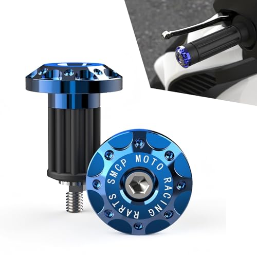 Image of 2 PCS Motorcycle Bar End Plug, Aluminum Alloy Handlebar Grip End Caps for Electric Car Scooters, Off-Road Motorcycles (Blue)