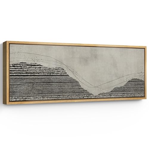 SIGNFORD Large Framed Canvas Print Wall Art Monochrome Textures The Elegance of Lines Illustrations Modern Art Relax/Calm Warm for Living Room, Bedroom, Office - 60'x20'