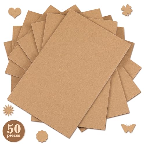 Image of 50 Pack Corrugated Cardboard Sheets Flat Hard Cardboard Inserts Back to School Classroom Supplies Flat Squares Separators for Shipping, Mailing, Packing, Art Projects, DIY Crafts(8 x 5 Inch,Brown)