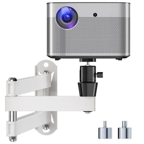 Image of suptek Universal Foldable Projector Wall Mount - Adjustable Bracket for Projectors, Compatible with 1/4", M4 & M6 Screws, Heavy-Duty & Space-Saving Design, White, MA1330YTW