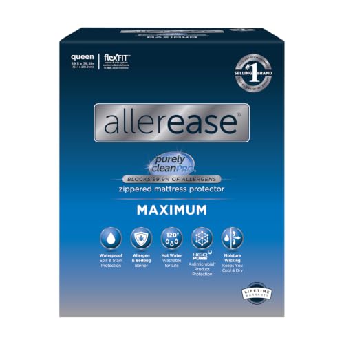 AllerEase Maximum Waterproof Allergy Zippered Mattress Protector...