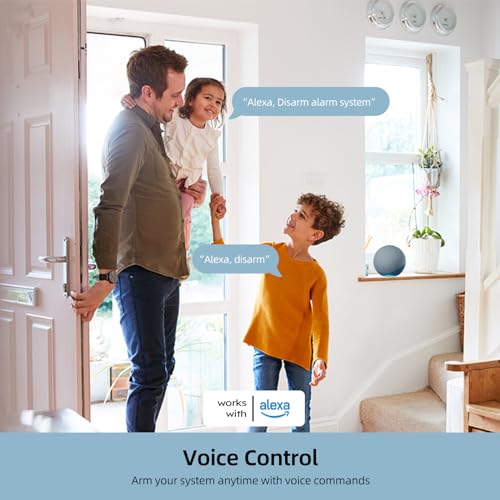 GRSICO 2nd Gen WiFi Smart Home Alarm System - 9 Piece Wireless Kit With Door Window Sensor, Motion Sensor, Remote, Keypad - Compatible with Alexa for House and Apartment Security