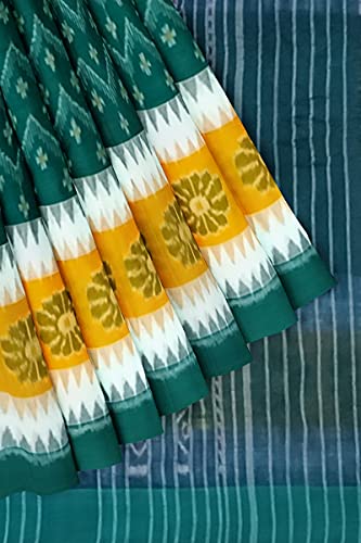 Image of Odisha Sambalpuri Handloom Ikat Women's Cotton Saree, Odisha Handloom Handmade Pure Cotton Khandua Saree, Ikkat Orissa Traditional Handloom Saree Without Blouse