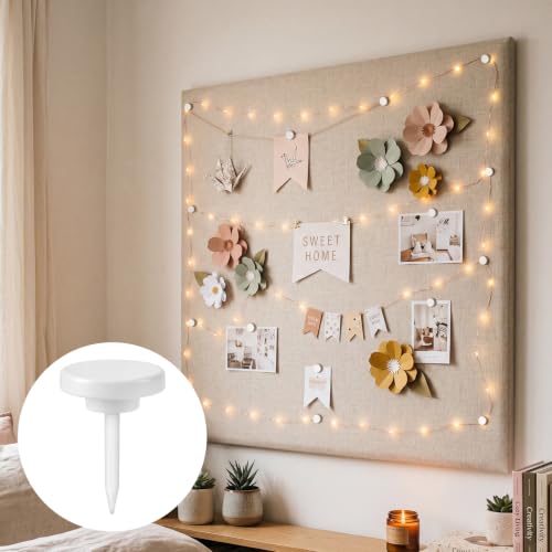 Image of Shimeyao 30 Pcs Vintage Push Pins, Large Metal Thumb Tacks for Picture Photo Hanging, Wall Pins for Board Posters Bulletin Maps, Wall Tack for Office Home Decorative (White)
