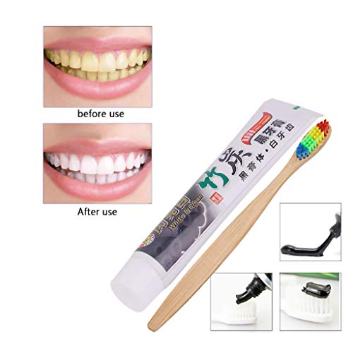 Juesi Bamboo Charcoal Toothpaste Whitening Formula 100g with Toothbrush, Best Natural Activated Charcoal