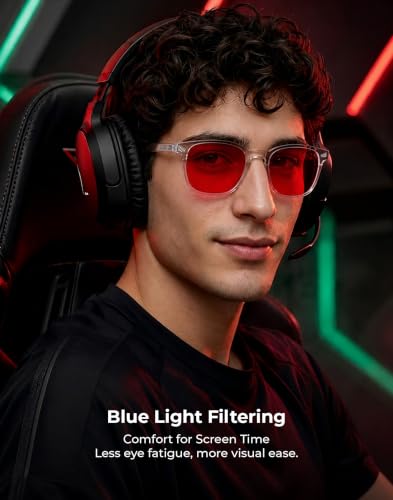 Image of TIJN Sleep Glasses with Blue Green Light Blocking, Red Light Lens for Computer Gaming, Screen Fatigue & UV Protection