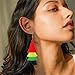 DIYANMMY 3 Tier Layered Colorful Tassel Earrings Bohemian Big Dangle Drop Fashion Jewelry Earrings for Women Valentine Birthday Party. (Red Yellow Green Balck)