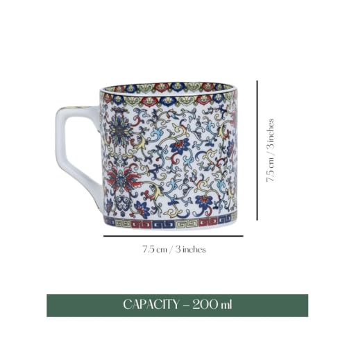 Image of GOLDEN QUEEN'S Handcrafted Floral Tea Cups - Set of 6 | Perfect for Daily Use, Elevate Your Tea and Coffee Experience - Himalayan Flora