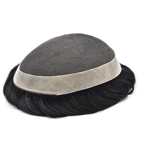 Miniatura 7 de Tupé de encaje para hombres, pieza de cabello humano real, sistema de reemplazo de cabello de encaje suave, postizo para hombre, protesis capilar