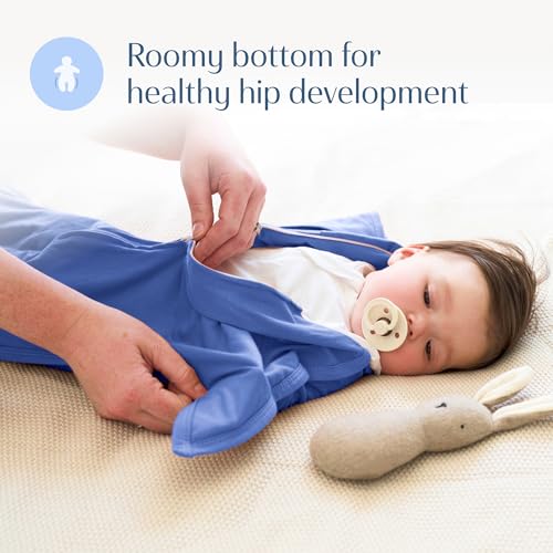 Image of SleepingBaby Zipadee-Zip Transition Swaddle - Cozy Baby Swaddle Blanket with Zipper Convenience - Roomy Wearable Blanket for Easy Diaper Changes - Classic Navy, Small (4-8 Month)