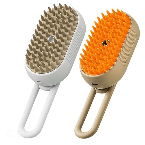 Escova Pet Vaporizada Para Remoção De Pelos Gatos Cães Recarregável Elétrica Pente Com Vapor (Creme)