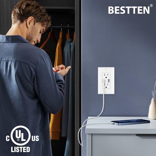Bestten USP-2U2A-5-10PK 10 Pack 4.8A Usb Wall Receptacle Outlet thumb #3