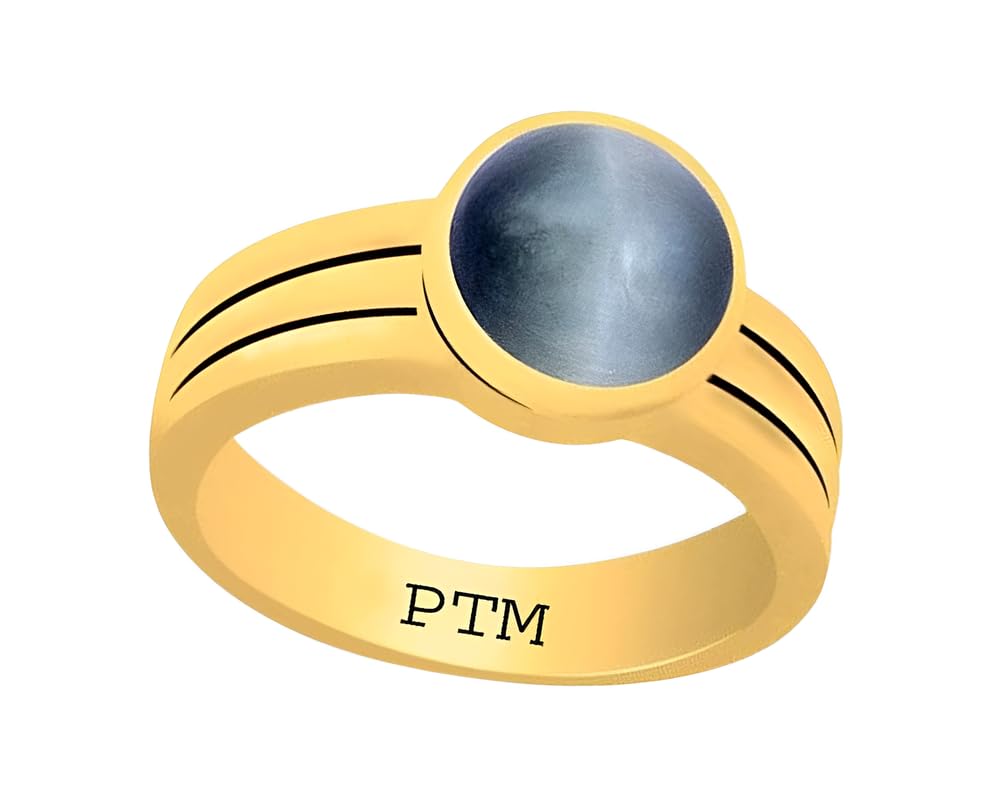 PTM Cats Eye/Lehsuniya 3.25 to 10.25 Ratti or 3.00 to 9.50 Carat Astrological Natural Gemstone Panchdhatu/5 Metals Gold Plated Ring for Men & Women