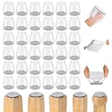 Amrules 36Pcs Round Chair Leg Floor Protectors, Silicone Chair Feet Caps to Protect Tile Floors, Felt Pads Furniture Leg Caps Covers from Scratches and Noise(Clear, Small Fit: 0.9"-1.29")
