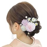 【Baramoly】 髪飾り 和装 着物 浴衣 プリザーブドフラワー 造花 花飾り 祭り 花火大会 成人式 結婚式 卒業式 七五三 ウエディング 謝恩会 かわいい 髪留め ピンク