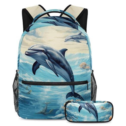 Cartables grande capacité à motif baleine pour soulager le dos des ados