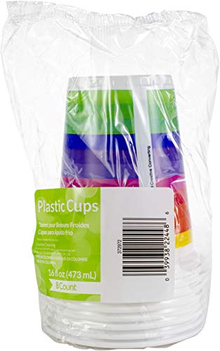Creative Converting Rainbow Theme 8-Count Printed Plastic Cups 16-Ounce 16 oz 8 pieces