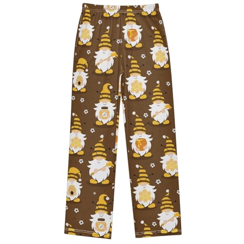 Boy's Pj Pants Flowers Honey Bee Gnomes Lounge Bottoms Elastic Waist Kids Joggers with Pockets Size 6-14