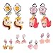 LUOZZY 12sets Cute Cartoon Flower Clip on Earrings No Pierced for Girls Birthday Party Dress Up Accessories