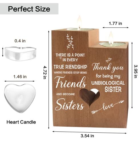 Personalized Custom Wooden Heart Candle Holder Gifts Thank You For Being My Sister Women For Friendship Birthday Graduation Anniversary Double-Sided Printing, Brown #TOP1