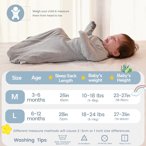 Image of ZIGJOY Swaddle Sleep Sack 3-6 Months, 1.0 Tog Cotton Baby Swaddle Blanket | 100% Cotton - Soft & Breathable & Non-shrink, 2-way Zipper for Easy Diaper Changes, Long Sleeves Allow Self-soothing
