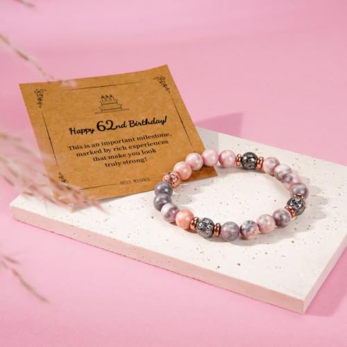 Birthday Gift for Her,Bracelets for Her,Natural Stone Bracelets for Daughters and Granddaughters.Handcrafted Elastic String Crystal Gem Beads.4