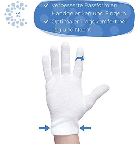 Well B4® Dermatest: Zeer goed - Care katoenen handschoenen, beschermende handschoenen van 100% katoen, zachte tricothandschoenen, 3 paar, wit - Image 5