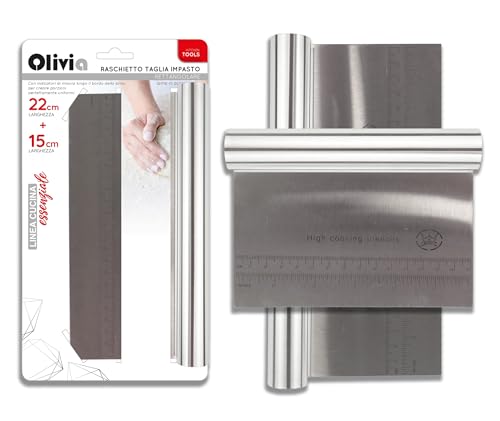 IPEA Grattoir à Pâte en Acier Inoxydable avec Échelle Graduée - [ 2 PIÈCES : 22 CM et 15 CM ] - Racloir pour Couper Pâte et Pétrissages - Coupe-pâte...