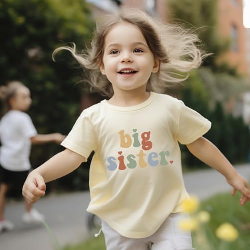 Image of Big Sister Announcement T Shirt Toddler Girls Promoted to Big Sister Tees Outfits 1-7 Years