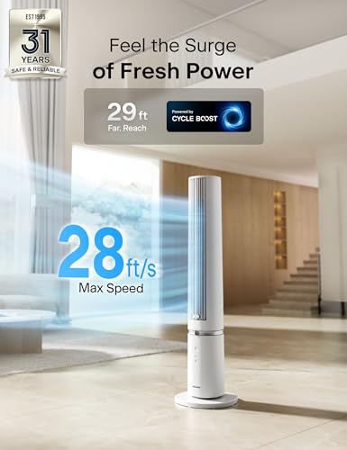 Image of PELONIS 40-Inch Tower Fan for Bedroom, Fan That Blows Cold Air, Oscillating Fan with Innovative Washable Design, 2000 CFM, 28ft /s Airflow, 4 Speeds + 2 Modes, 90 Oscillation, 23dB Quiet