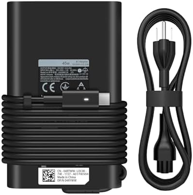 Cargador XPS 13, Adaptador De Fuente De Alimentación USB C De 45 W Compatible Con Dell XPS 11 XPS 12 XPS 13 9360 9370 9333 Inspiron Latitude Tipo C USB C