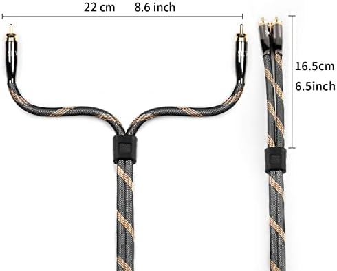 SKW Audiophiles RCA Cable, 2RCA Male to 2RCA Male HiFi System Interconnect Cable with Diameter 7mm 0.5M Nylon