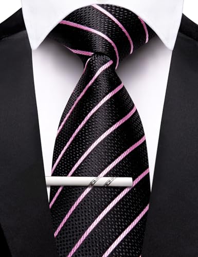 Image of Barry.Wang Mens 6 PCS Ties Silk Striped Paisley Check Floral Necktie Silky Woven Wedding Business Party Ties 3.34 inch