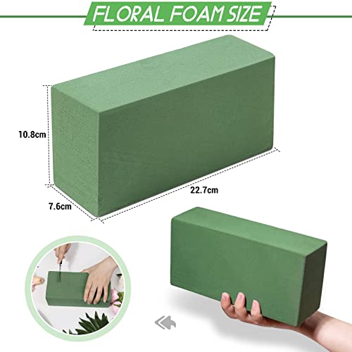 6 Pcs Floral Foam Blocks for Flower Arrangement (Larger Size 9” Lx4.3” Wx3” H) Wet and Dry Green Floral Foam for Wedding, Birthdays, Home Decorations by Audab - Used condition - Image 3