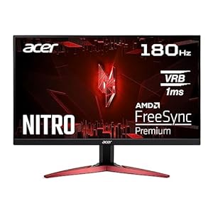 Acer Nitro KG241YS3 Gaming Monitor 23,8 Zoll (60 cm Bildschirm) Full HD, 180Hz, 1ms (VRB), 2xHDMI 2.0, DP 1.2, AMD FreeSync Premium, Schwarz