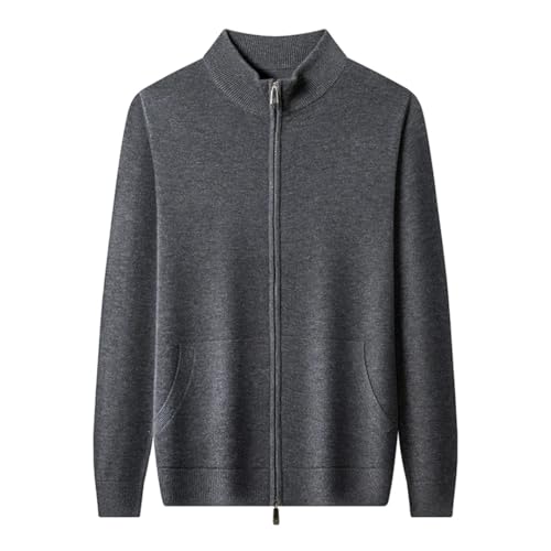 Vsadsau Mens Knit Zipper Sweatercoat Solid Elastic Sweater Fall Winter Lapel Thick Jumpers2