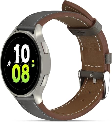 Premium Italy Leather Bands Compatible with Samsung Galaxy Watch 7 6 5 4 40/44mm, Galaxy 5 Pro 45mm, Galaxy Watch 6 4 Classic Active 2, 20mmLeather Watch Soft Replacement Strap for WomenMen(Pack of 2)