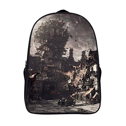 Sac d'école unisexe Doomsday polyvalent noir pour collège et lycée