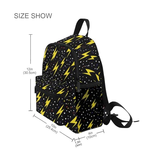 Lightning Bolts Black Preschool Backpack Yellow School Backpack Daycare Bookbag for Kids 3-84