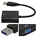 Zopsc USB3.0 to VGA Converter 5Gbps HD 1080P Adapter Cable 15Pin Female, Supports Multi Display Solutions, No External Power Supply, for PC laptops, Desktops, Monitors. (Black)