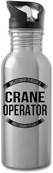 Funny Crane Operator Gifts Water Bottle For Coworkers Employees Men Women 20 fl oz Bottle Silver