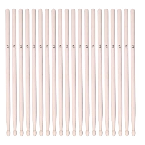 10 pares de baquetas para batería: baquetas rítmicas de madera de arce tamaño 5A – accesorios de percusión para práctica en caja clara – baquetas ligeras para banda miniatura 1
